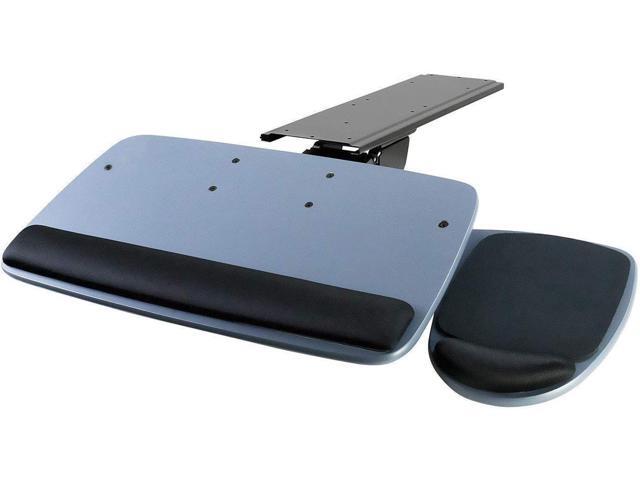 Mount-It! Under Desk Keyboard Tray, Adjustable Keyboard and Mouse Drawer Platform with Ergonomic Wrist Rest Pad, 17.25' Track (MI-7137)