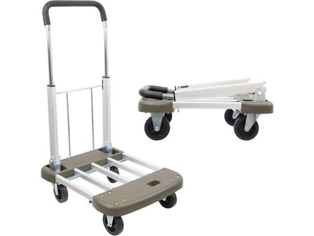 Mount-It! Foldable Push Cart, Utility Dolly Platform Cart, Adjustable Length, Folding Hand Truck, Portable Dolly for Moving Boxes, Appliances,...