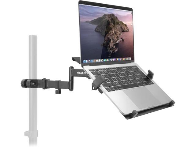 Mount-It! Laptop Pole Mount Tray Full Motion Laptop Mount Fits Up to 15.6 Laptops Universal Laptop Stand for Add On to Monitor Mounts