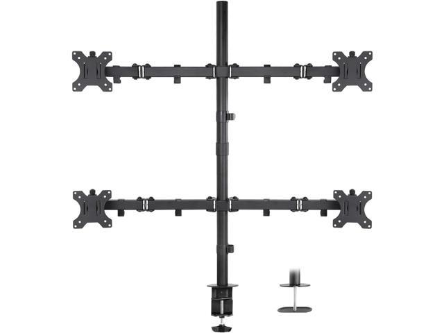 Mount-It! 4 Monitor Stand Quad Monitor Desk Mount Fits Four Computer Screens 19 21 24 27 29 30 32 Inches Heavy Duty Height Adjustable Arms ...