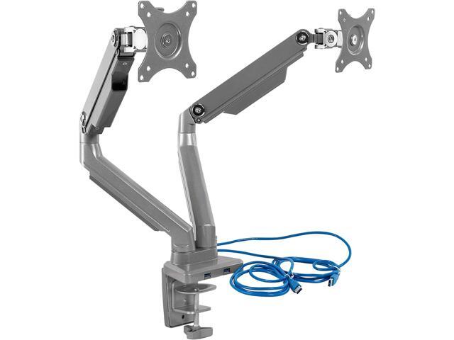 Mount-It! Dual Monitor Arm Mount Desk Stand 2 x 3.0 USB Ports Articulating Mechanical Spring Height Adjustable Fits Two 24 27 29 30 32 Inch...