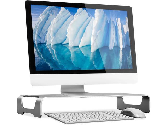 Mount-It! Aluminum Monitor Stand for iMac - Wide Unibody Monitor Riser - Metal Monitor Stand Desktop Organizer with Keyboard Storage - Universal...