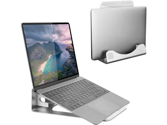 Mount-It! Vertical Laptop Stand - Aluminum 2 in 1 Riser for Desk MacBook Air and Pro Holder