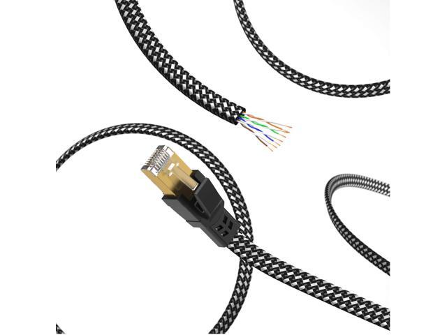 Cat 8 Ethernet Cable 40 ft, Nylon Braided High Speed Heavy Duty Cat8 Network LAN Patch Cord, 40Gbps 2000Mhz SFTP RJ45 Flat Internet Cable Shielded...
