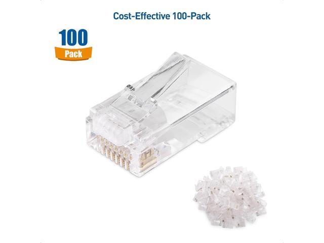 Cable Matters 100-Pack Cat 6 Pass Through RJ45 Connectors (Cat 6 Ends / Cat6 Connector / RJ45 Modular Plugs/Ethernet Plugs/Network Connector) for...