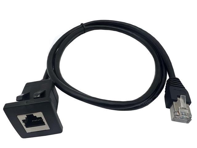 Qaoquda Cat5e RJ45 Square Flush Mount Cable, RJ45 Male to Female Shielded Ethernet Network Panel Mount Extension Cable for Car, Boat and Home Wall...