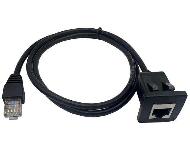 Qaoquda Cat5e RJ45 Square Flush Mount Cable, RJ45 Male to Female Shielded Ethernet Network Panel Mount Extension Cable for Car, Boat and Home Wall...