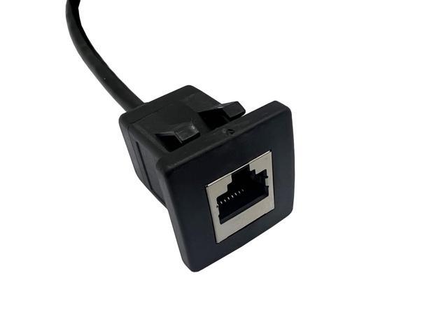 Qaoquda Cat5e RJ45 Square Flush Mount Cable, RJ45 Male to Female Shielded Ethernet Network Panel Mount Extension Cable for Car, Boat and Home Wall...