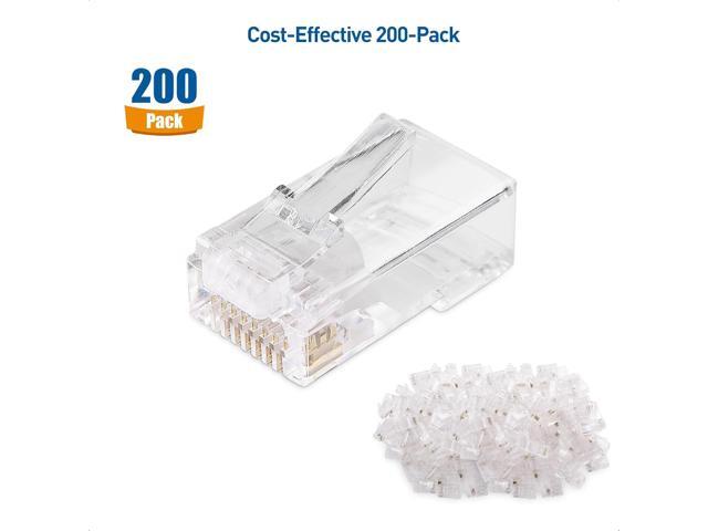 Cable Matters 200-Pack Cat 6 Pass Through RJ45 Connectors (Cat 6 Ends / Cat6 Connector / RJ45 Modular Plugs/Ethernet Plugs/Network Connector) for...