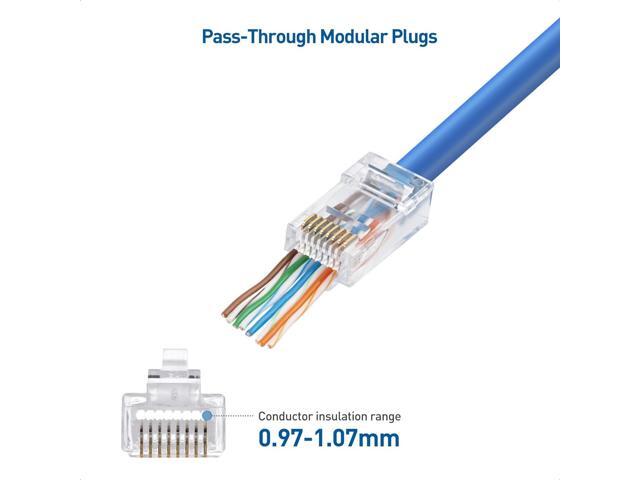 Cable Matters 200-Pack Cat 6 Pass Through RJ45 Connectors (Cat 6 Ends / Cat6 Connector / RJ45 Modular Plugs/Ethernet Plugs/Network Connector) for...