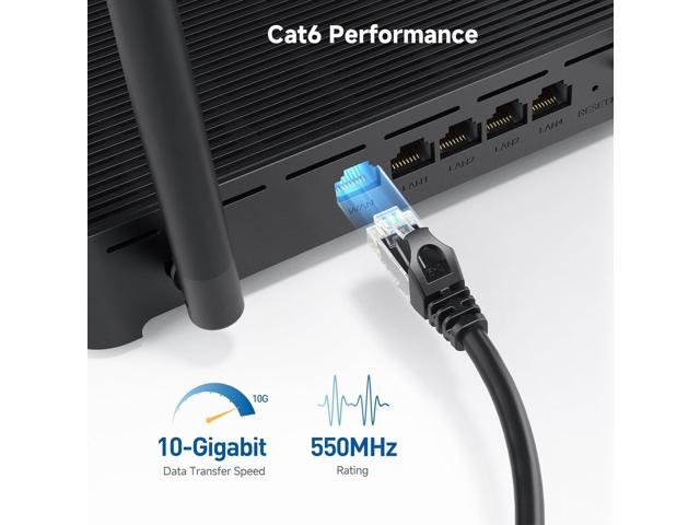 Cable Matters 10Gbps 5-Pack Snagless Short Cat 6 Ethernet Cable - 3ft, Cat 6 Cable, Cat6 Cord, Ethernet Cord, Black