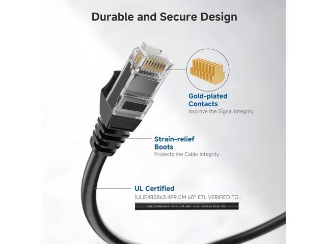 Cable Matters 10Gbps 5-Pack Snagless Short Cat 6 Ethernet Cable - 3ft, Cat 6 Cable, Cat6 Cord, Ethernet Cord, Black