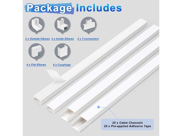 Cable Covers for Cords on Wall-392.5in Wire Hider for TV on Wall, White Cable Concealer, 25 x L15.7in W0.95H 0.55in