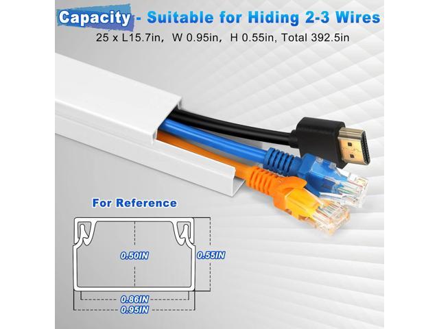 Cable Covers for Cords on Wall-392.5in Wire Hider for TV on Wall, White Cable Concealer, 25 x L15.7in W0.95H 0.55in