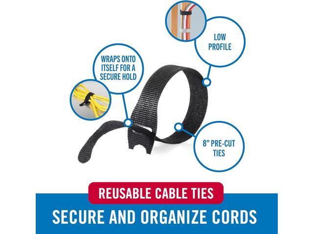 VELCRO Brand 150pk Cable Ties Value Pack Replace Zip Ties with Reusable Straps, Reduce Waste For Wire Management and Cord Organizer 8 x 1/2'...