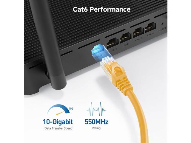 Cable Matters 10Gbps 5-Pack Snagless Short Cat 6 Ethernet Cable - 3ft, Cat 6 Cable, Cat6 Cord, Ethernet Cord, Yellow