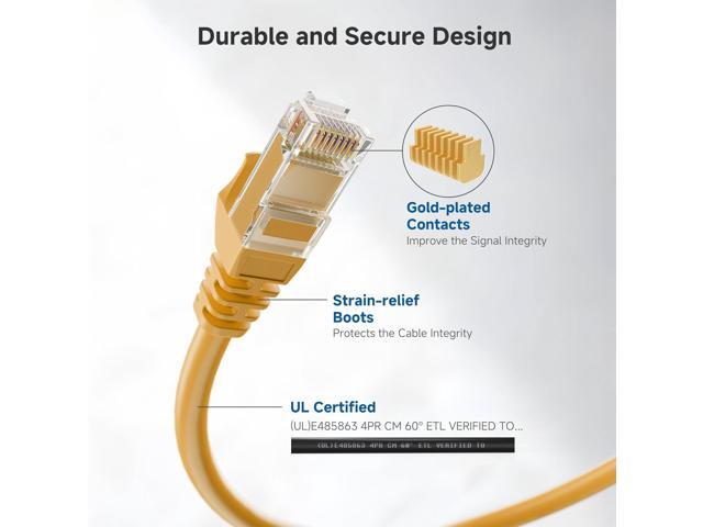 Cable Matters 10Gbps 5-Pack Snagless Short Cat 6 Ethernet Cable - 3ft, Cat 6 Cable, Cat6 Cord, Ethernet Cord, Yellow