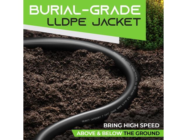 GEARit Cat7 Outdoor Ethernet Cable (75ft) SFTP Shielded Foil Twisted Pair, Pure Copper, LLDPE, Waterproof, Direct Burial, In-Ground, UV Resistant,...