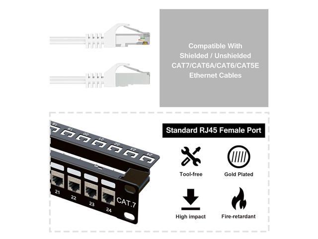 iwillink 10Gbps Cat7 Patch Panel 24 Port, RJ45 Through Coupler 1U Shielded Patch Panel STP 19-Inch with Back Bar, Wallmount or Rackmount,...