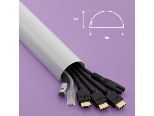 D-Line TV Wire Hider, Half Round Cord Cover for Wall Mount TV, Hinged One-Piece Raceway, Paintable, Self-Adhesive Cable Management - 2' (W) x 1'...