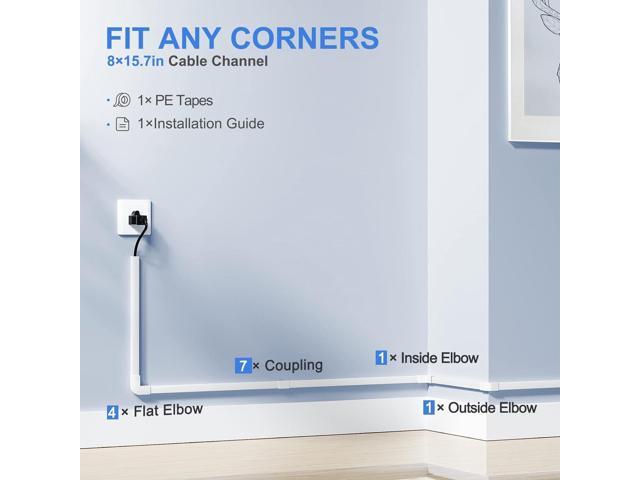 125in Cord Hider, One-Cord Cable Concealer, Cord Covers for Wires on Wall - Easy Install Cable Management Kit for 2 Small Wires, Cables Raceway...