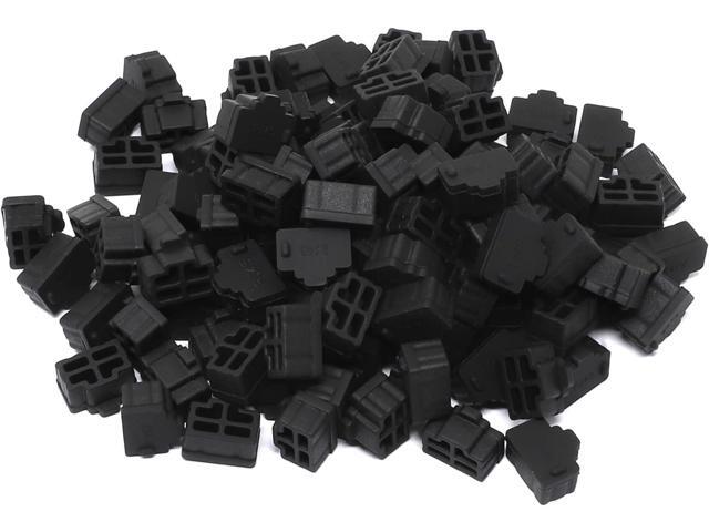 iexcell 125 Pcs Black Silicone Ethernet Hub Port RJ45 Anti-Dust Cover Cap Protector Plugs Stoppers for RJ45 Female Port Devices