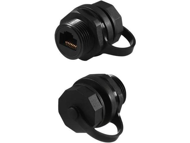 2PCS RJ45 Ethernet LAN Cable Connector CAT6 Shielded Industrial Panel Mount Bulkhead Feed Thru Coupler with Waterproof IP67 Dustproof Cap Outdoor...