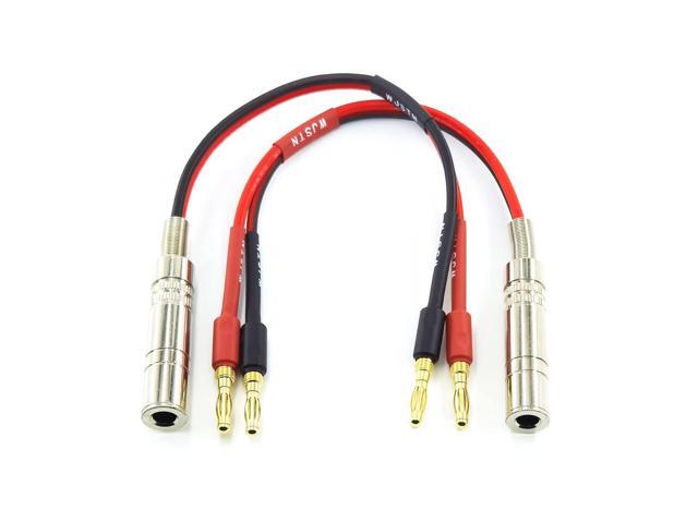 WJSTN 1/4 TS to Banana Plug Speaker Cable 6.35 mm 1/4' Female to Banana Plug Speaker Mono Adapter 8 inches 2pack