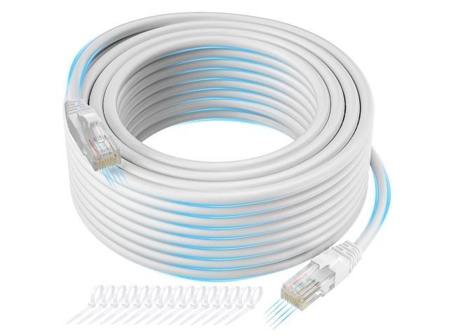 Cat 6 Ethernet Cable 75 FT, Long High Speed Cat6 Internet Cable, White Snagless Patch Cord, Flexible, Network, LAN, PoE, Standard RJ45 Connector...