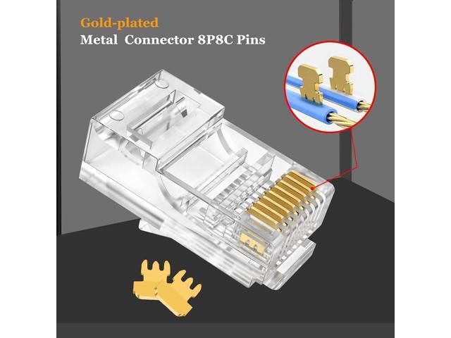 RJ45 Connector Cat5 Cat5e Pass Through RJ45 Ends Ethernet Modular Plug 100-Pack