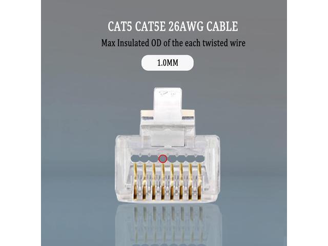 RJ45 Connector Cat5 Cat5e Pass Through RJ45 Ends Ethernet Modular Plug 100-Pack