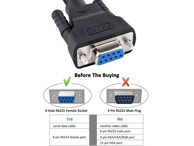 DTech 10 ft DB9 Serial Cable Female to Female 9 Pin Straight Through (Black, 3 Meters)