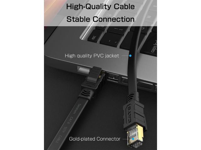 Senetem Cat 8 Ethernet Cable 25FT, High Speed 40Gbps 2000Mhz Flat Internet Network Patch Cord, RJ45 Shielded Outdoor & Indoor LAN Cable, Compatible...