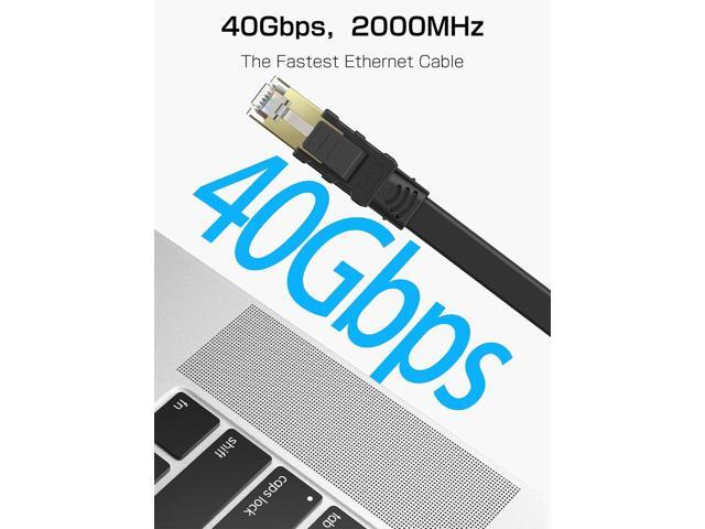 Senetem Cat 8 Ethernet Cable 25FT, High Speed 40Gbps 2000Mhz Flat Internet Network Patch Cord, RJ45 Shielded Outdoor & Indoor LAN Cable, Compatible...