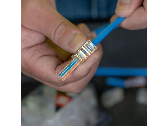 Klein Tools VDV826-702 Pass-Thru Modular Data Plug, RJ45 CAT5E, Gold Plated, Pass Through Connectors 50-Pack