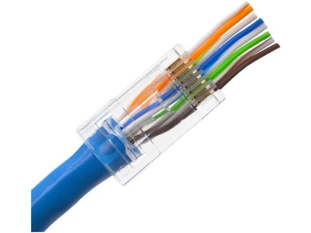 RJ45 Cat6 Pass Through Connectors End Pass Through 8P8C UTP Ethernet Network Plug(100Pack)