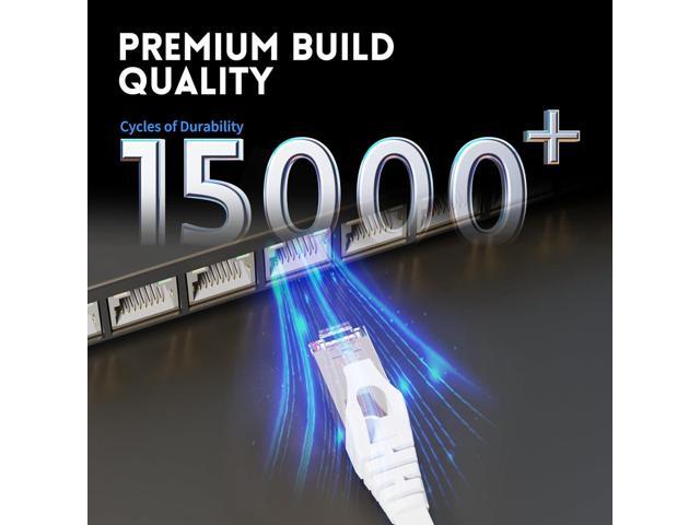 Cat 7 Shielded Ethernet Patch Cable 50 ft White (Highest Speed Cable) Cat7 Flat Internet Network Cables with Snagless RJ45 Connector for Modem,...