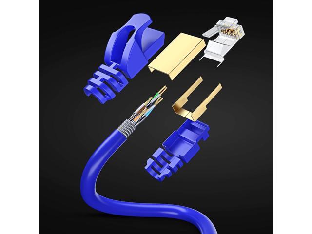 Cat 7 Ethernet Cable 100 ft - High-Speed Cat7 Internet & Network LAN Patch Cables, RJ45 Connectors - Perfect for Gaming, Streaming, and More (Blue)