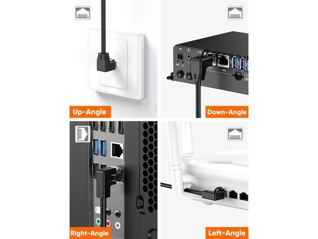 CableCreation CAT6 Ethernet Extension Cable, Shielded 8P8C Ethernet Patch Cable,Up Angled Support Bandwidth Up to 250mhz,1.6ft/0.5m,Black