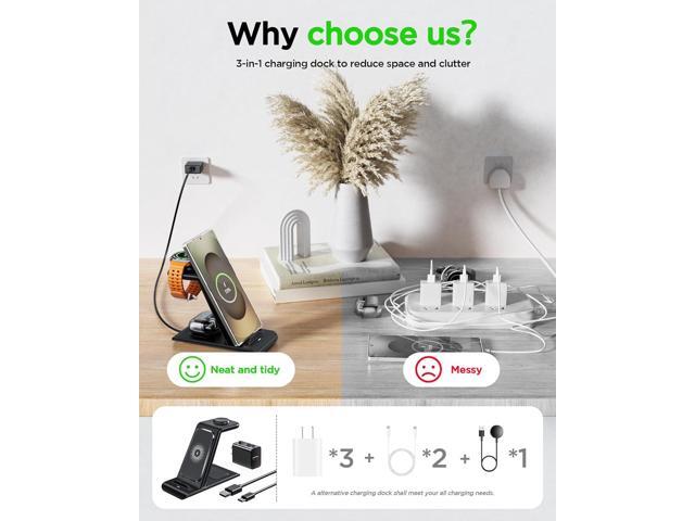 Wireless Charging Station for Samsung Wireless Charger Galaxy S25 Ultra/S25/S24/S23/S22/S21/S20/S10/Note20/10/9/8 Galaxy Watch 7/6/5 Pro/4/3 Active...