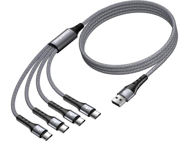 SIQIWO Multi USB C Cable Fast Charging, [4FT/2 Pack] QC 3.0(3A) USB C Splitter Cable, 4 in 1 Charger Cord with 4 Type C Ports, for iPhone 16/15...