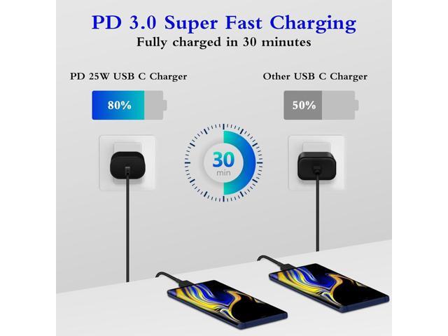 Type C Charger, 2-Pack 25W Type C Super Fast Charging Block with 6ft USB C Charger Cable Compatible with Galaxy S23 Ultra/S23+/S22/S21/S20/Phone...