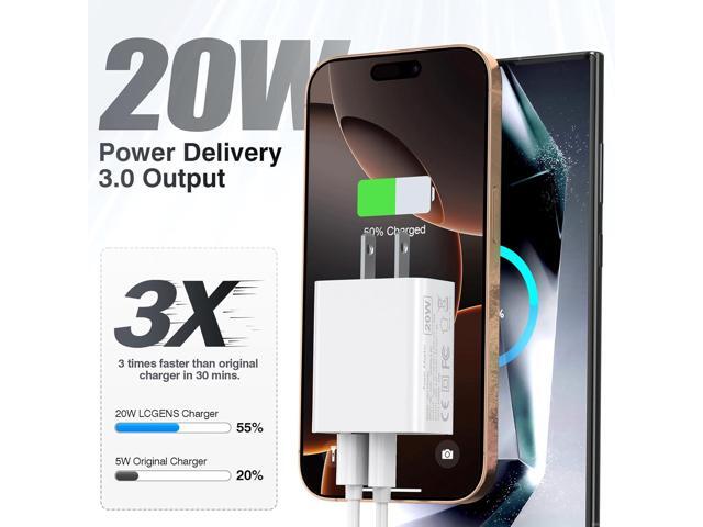 LCGENS USB C Wall Charger Block 20W, 2-Pack Dual Port PD Power Delivery Fast Type C Charging Block Plug Compatible with iPhone...