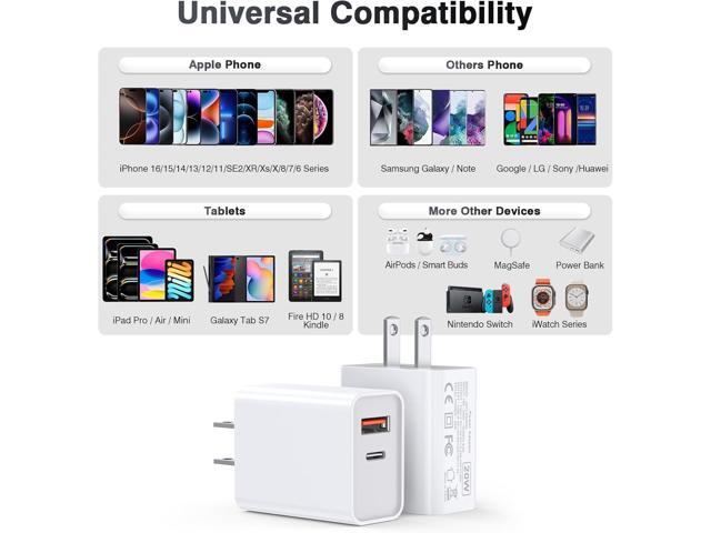 LCGENS USB C Wall Charger Block 20W, 2-Pack Dual Port PD Power Delivery Fast Type C Charging Block Plug Compatible with iPhone...