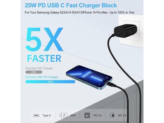 25W Samsung Super Fast Type C Charger Block for Samsung Galaxy A16 5G/A56/A14/A54/S25 Ultra/A23/S24FE/A15/A35/A25/S23 Plus/A13/A03S/Z...