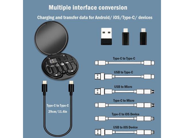 USB C Adapter OTG Cable Kit, Multi Charging Cable Case Convertor USB C to iOS Device/Type C/Micro/USB A Adapter, Data Transfer Contains Card Slot...