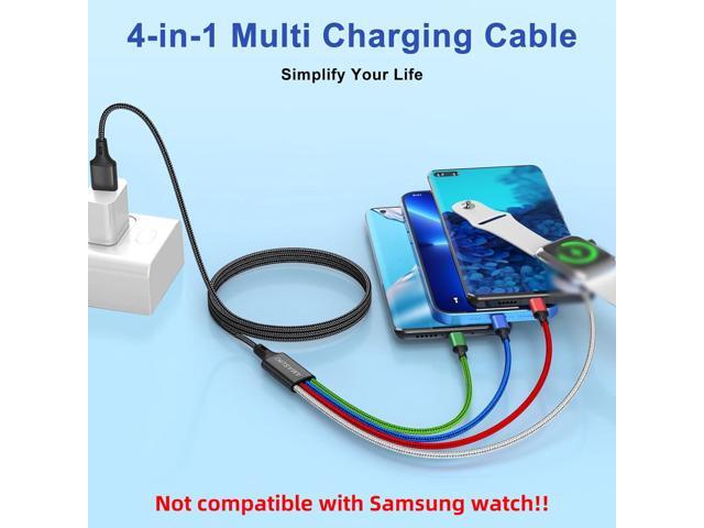 Upgraded Multi Charging Cable for Apple Watch Charger 4 in 1 Magnetic iWatch Charger Nylon Braided USB C/L/Micro Compatible with iWatch Series...