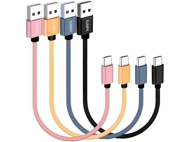 Short USB C Cable [4-Pack 8 inch], 3A Fast Charging USB 2.0 Data Transfer to Type C Phone Charger Cord Nylon Braided Compatible with Samsung Galaxy...