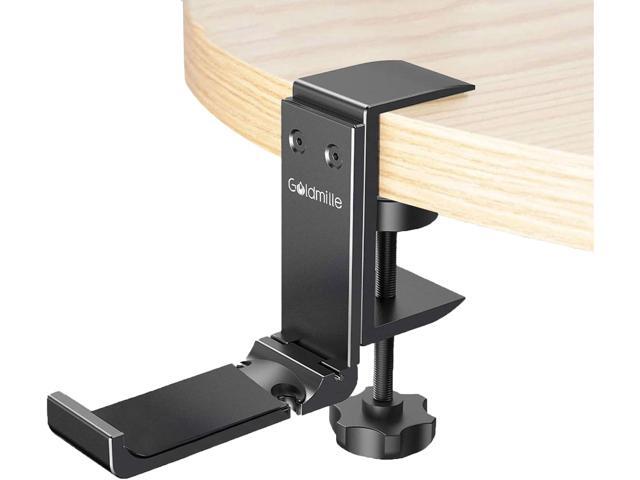 Aluminum Headphone Stand Hanger Foldable with Cable Clip - Goldmille Headset Holder Clamp Hook Under Desk, Save Your Space While Working & Gaming