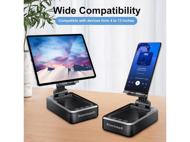 Cell Phone Stand with Wireless Bluetooth Speaker Compatible for Any Smartphones,Anti-Slip Design Phone Holder with HD Surround Sound Bluetooth...